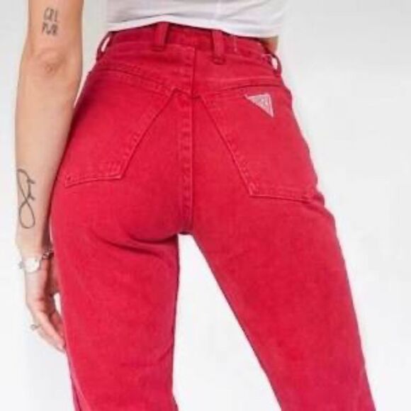 Georges Marciano For Guess 80's Vintage Orange High Rise Ankle Zip Jeans Sz 29 - Picture 1 of 9